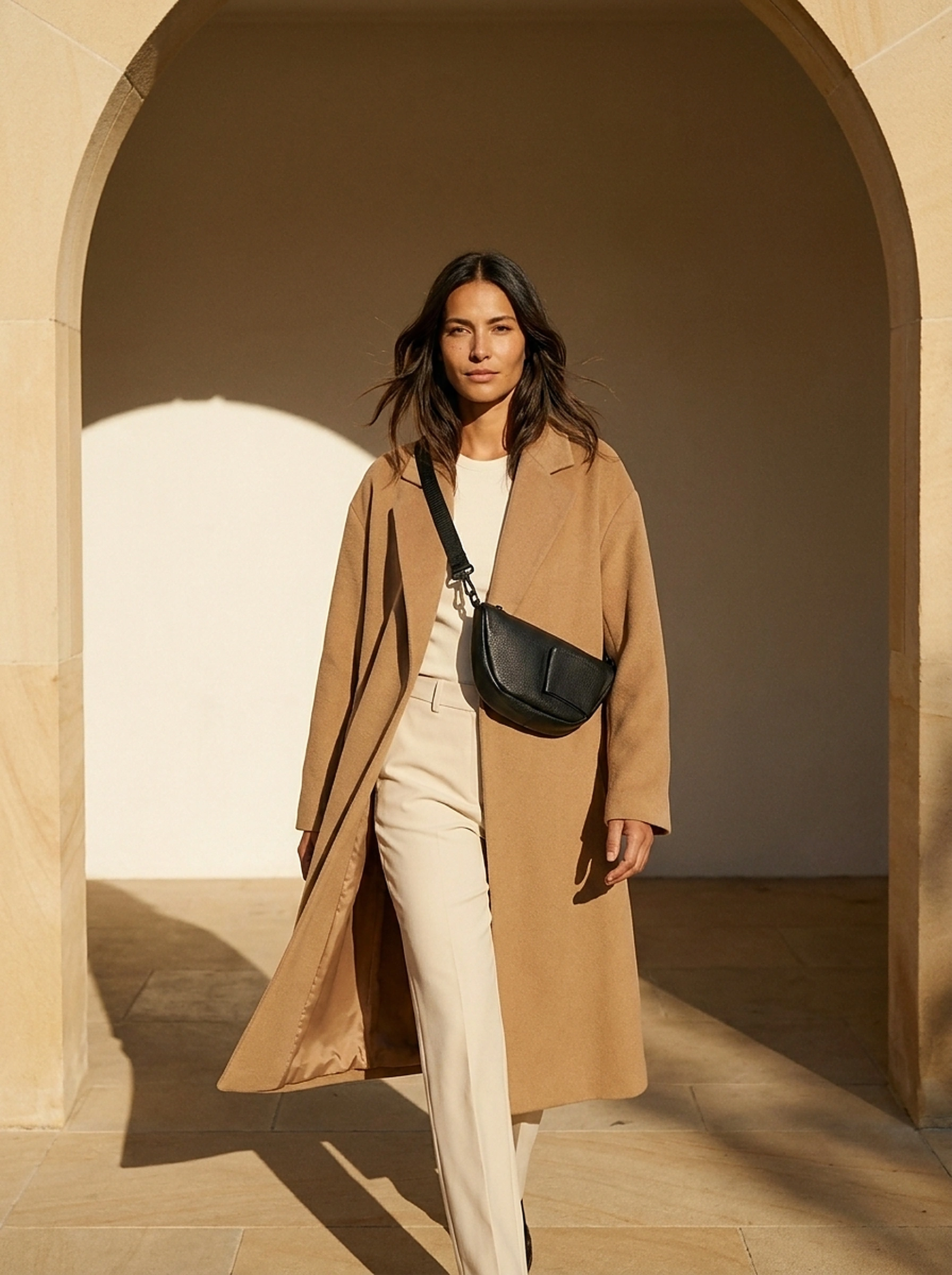Model frontal mit MYTEN Halbmond am Bogen
